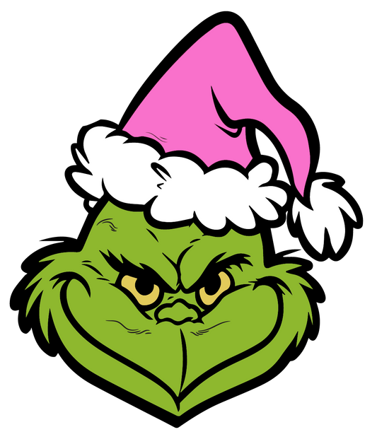 Grinch Face PINK  - Ready to Print DTF