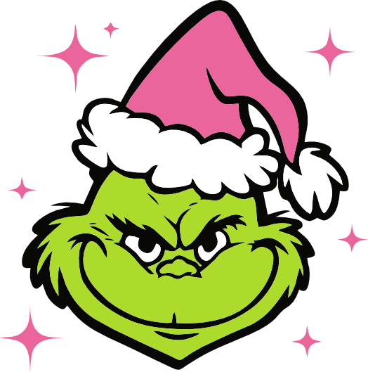 2a Grinch Face PINK  - Ready to Print DTF